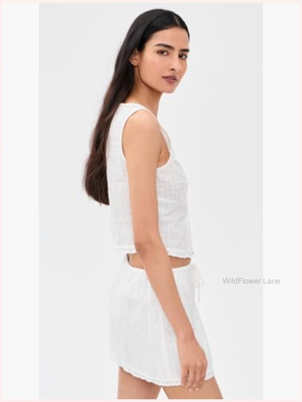 Eyelet Tank Top with Ruffle Trim - Picture 4 of 6